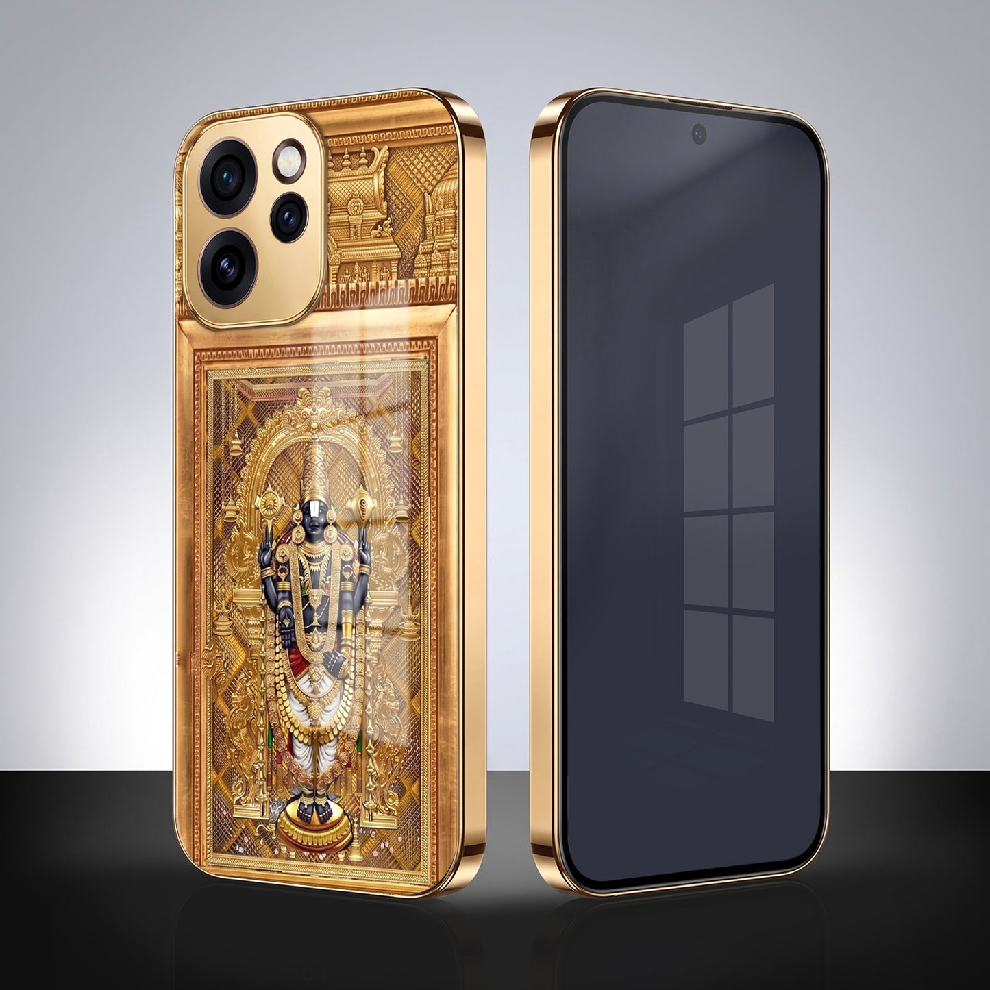 Oppo Reno 15 Pro Mini 5G Premium Heritage Gold Electroplated Glass Phone Back Case