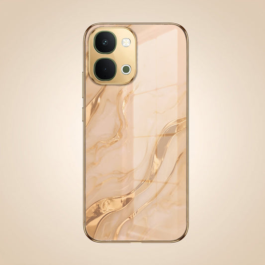 Vivo T5X 5G Marvel Texture Gold Electroplated Glass Phone Back Case