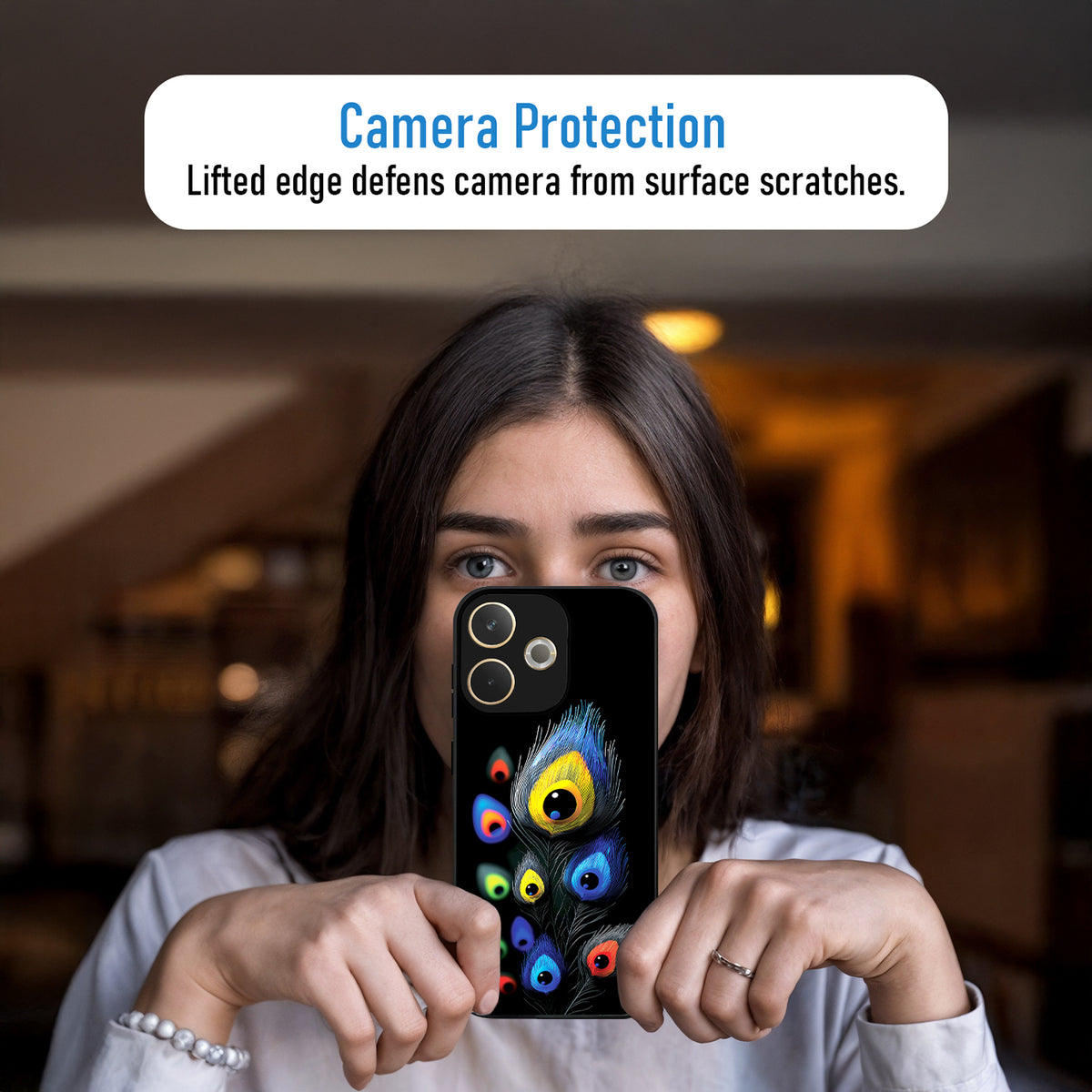 Oppo A5 Pro 5G Premium Peacock Feather Acrylic Glass Back Case