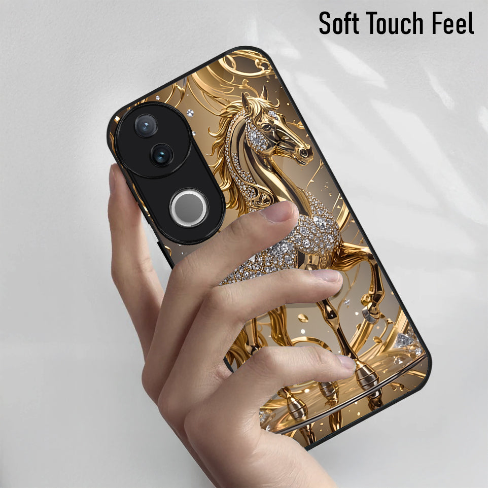 Vivo V50 5G Luxury Horse Texture Acrylic Glass Back Case