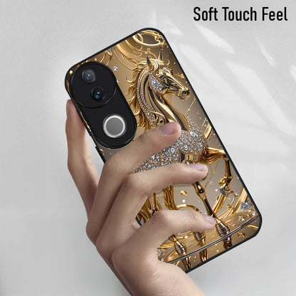 Vivo V50 5G Luxury Horse Texture Acrylic Glass Back Case