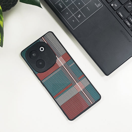 Vivo T3 Pro 5G Luxury Grid Pattern Glass Back Shockproof Case