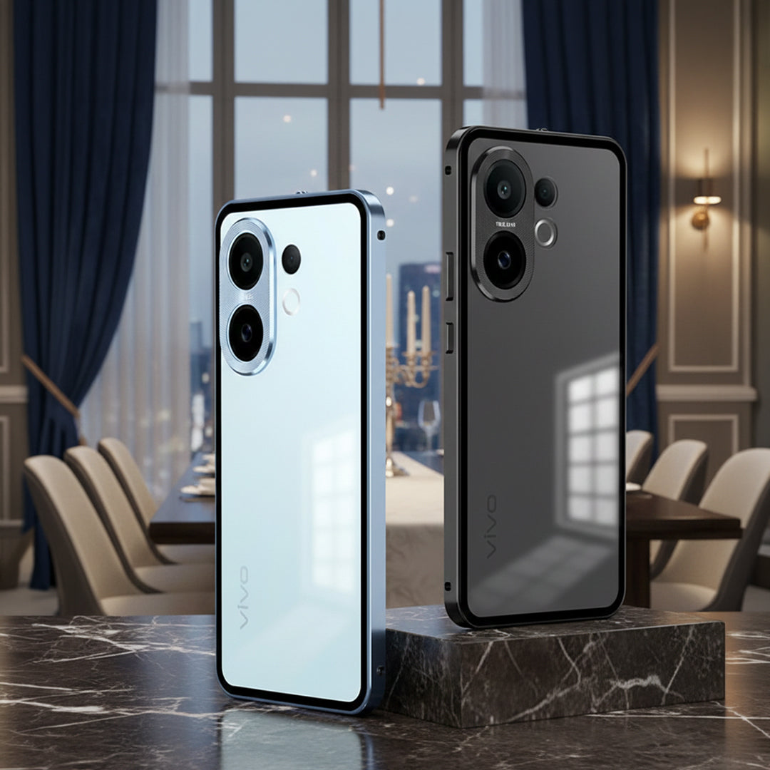 Vivo V60 5G Aluminium Metal Bumper Shield Transparent Back Case