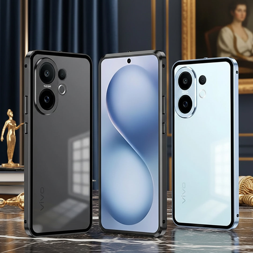 Vivo V60 5G Aluminium Metal Bumper Shield Transparent Back Case