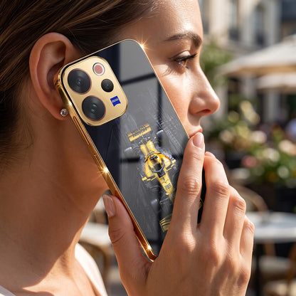 Vivo V70 5G F1 Racing Car Gold Electroplated Glass Phone Back Case