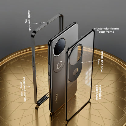 Vivo V50 5G Aluminium Metal Bumper Shield Transparent Back Case