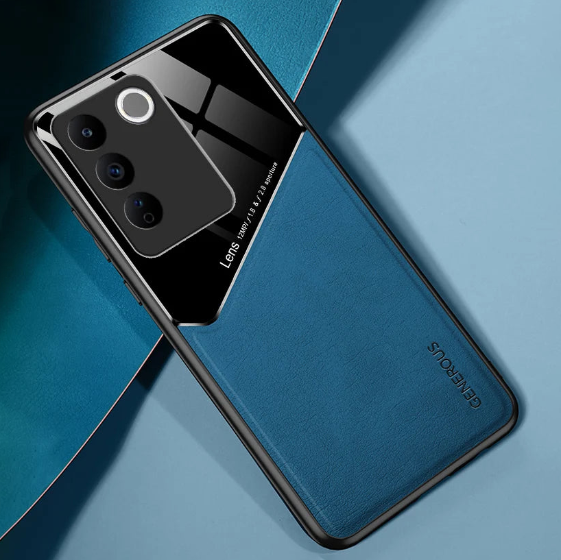 Vivo V27 5G luxury Leather Protective blue Back Case