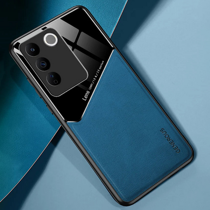 Vivo V27 5G luxury Leather Protective blue Back Case