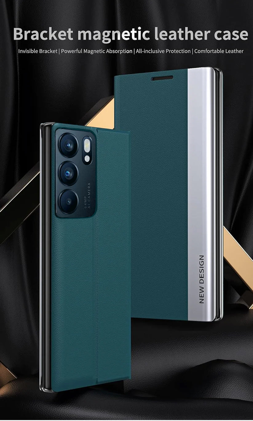 Oppo Reno 6 5G Bracket Magnetic Flip Leather Case