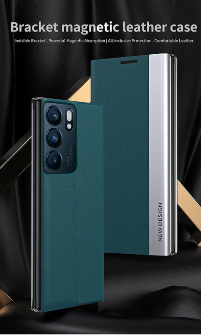 Oppo Reno 6 5G Bracket Magnetic Flip Leather Case
